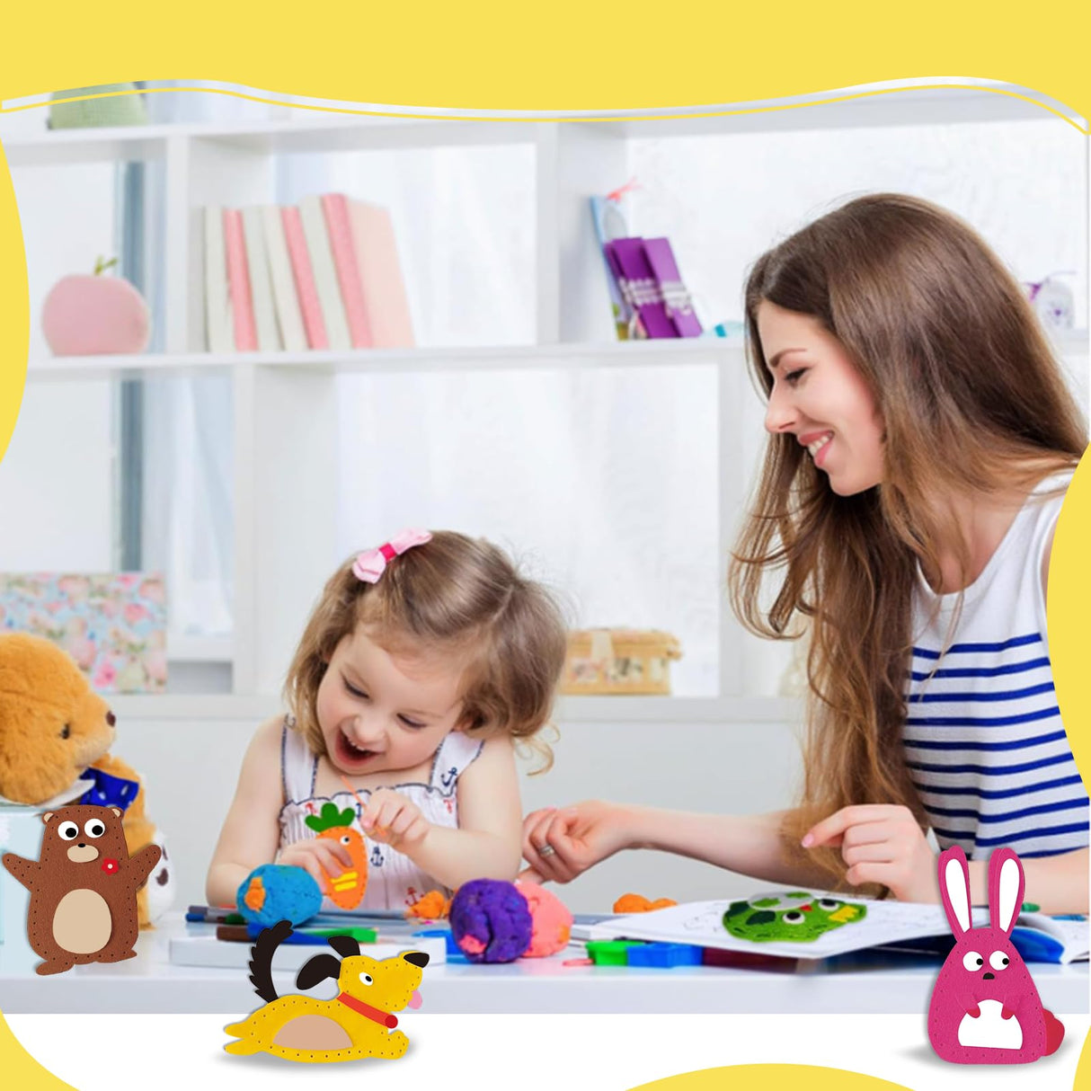 LURVUO DIY Doll Sewing Toys, Animal Sewing Kit for Kids Beginner Arts & Crafts Felt Sewing Craft Kits Educational Toys Sewing Kit for Kids Boys Girls Childrens DIY Crafting and Sewing LURVUO