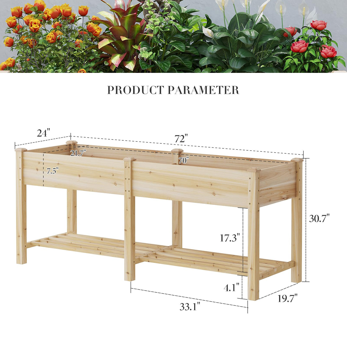 PULIJIAJU Wooden Raised Garden Bed ,Raised Planter Box with Legs, Wood Planter -Grow Herbs and Vegetables Outdoors – Naturally Rot-Resistant - Unmatched Strength Lasts Years (HCH-L) PULIJIAJU