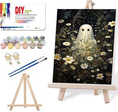 NEGEKFKX Halloween Paint by Numbers Kit for Adults Beginner with Frame,Horror Easy Adult Paint by Number Kits on Canvas DIY Painting for Beginners Art by Numbers for Home Wall Decor 12x8 Inch