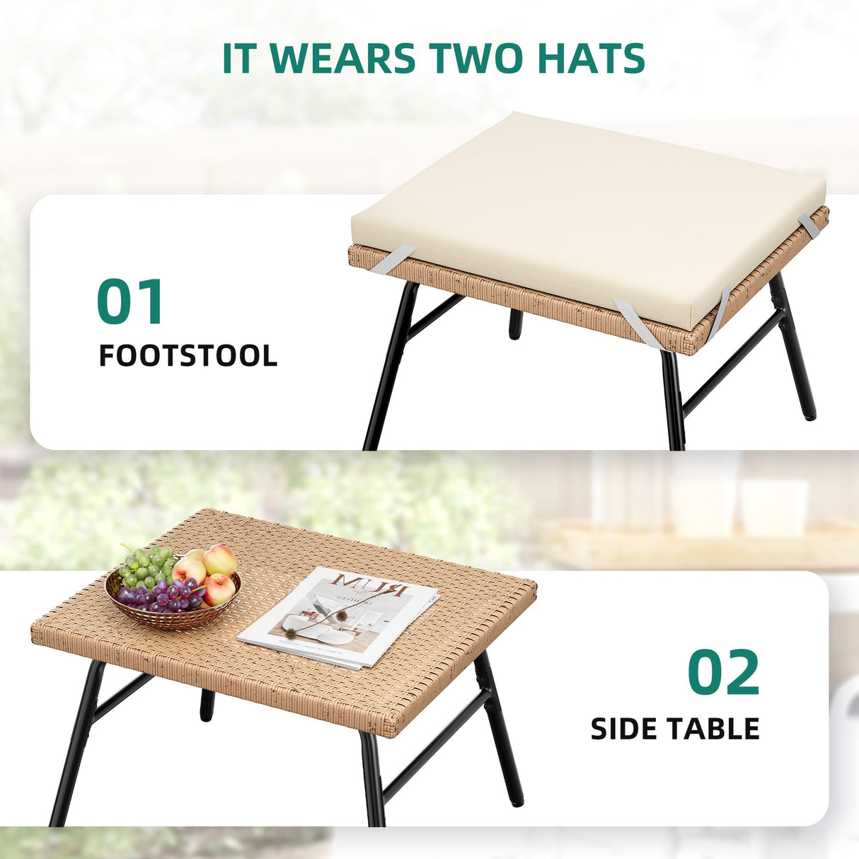 DWVO Rattan Egg Chair with Ottoman, Indoor Outdoor Egg Shape Wicker Chair for Patio, Backyard, Living Room, Basket Chair w/Footrest, 5 Cushions, 450lb Capacity, 38in Width, Steel Frame (Beige) DWVO