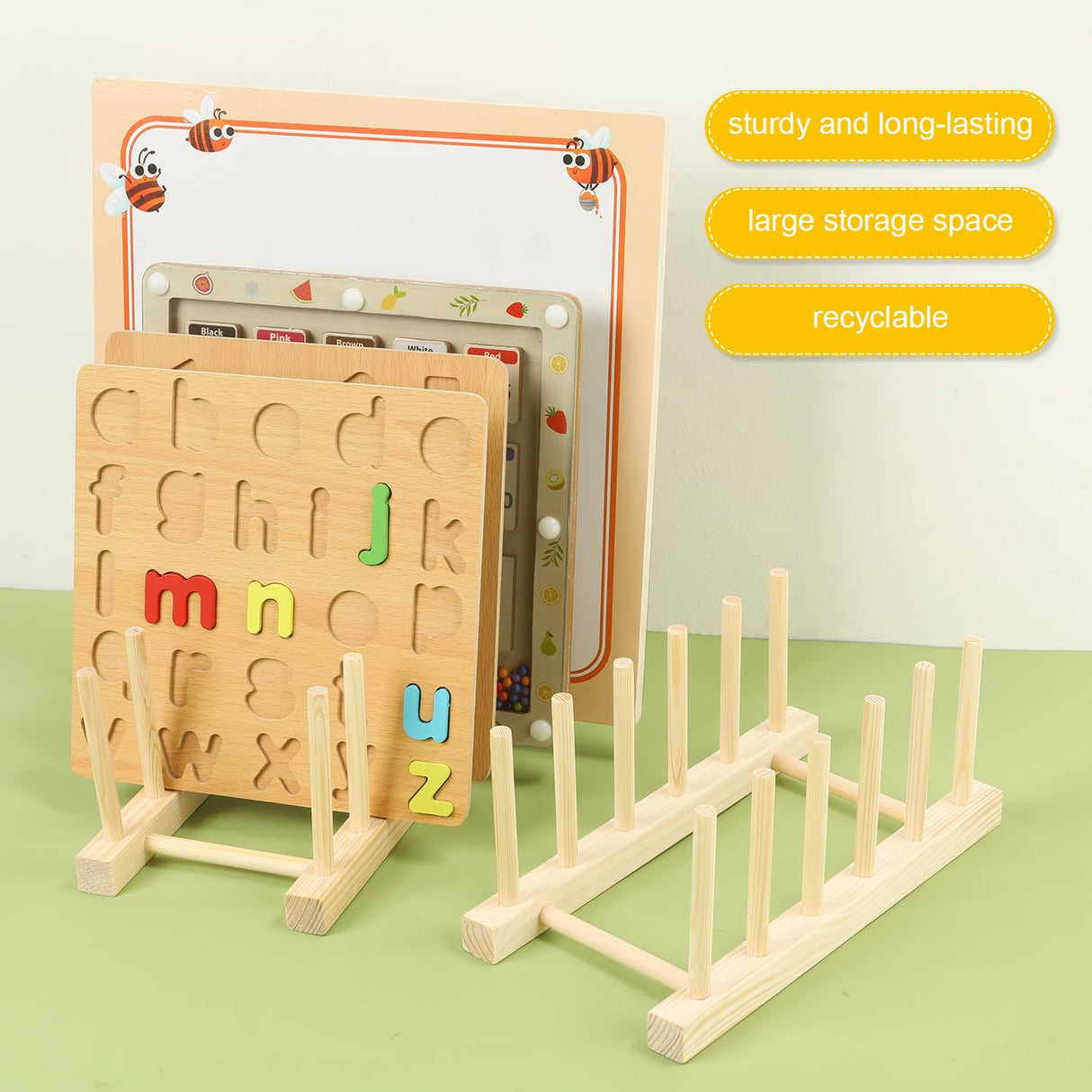 Wooden Puzzle Display Stand - Jigsaw Shelf Stand Puzzle Holder Rack - Storage and Organization for Kids & Adults PEUTIER