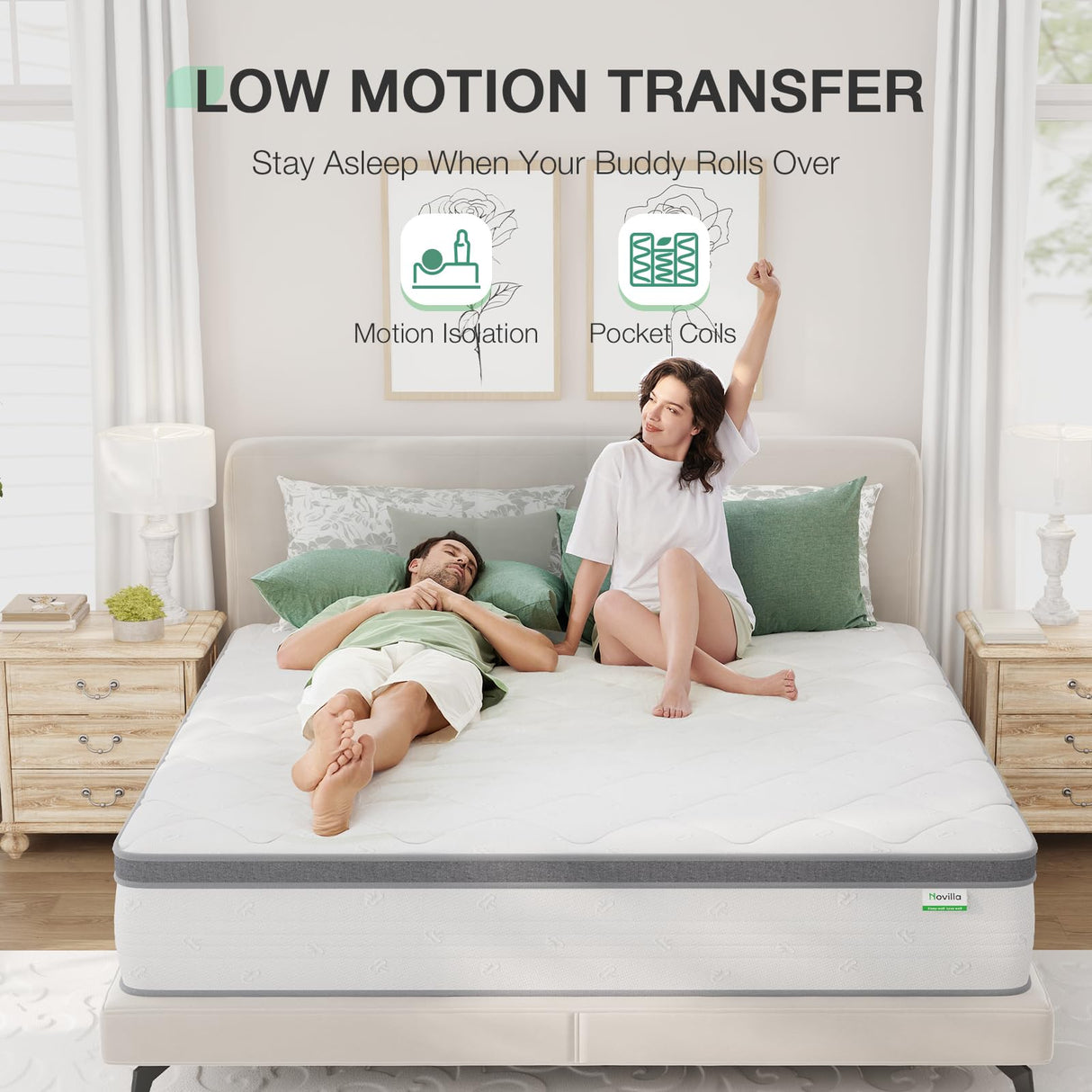 Novilla Queen Mattress 14 Inch, Hybrid Mattress Queen in a Box,Foam Innerspring Queen Mattress for Body Supportive & Pressure Relief, Comfort Pillow Top for Medium Firm Feel Novilla