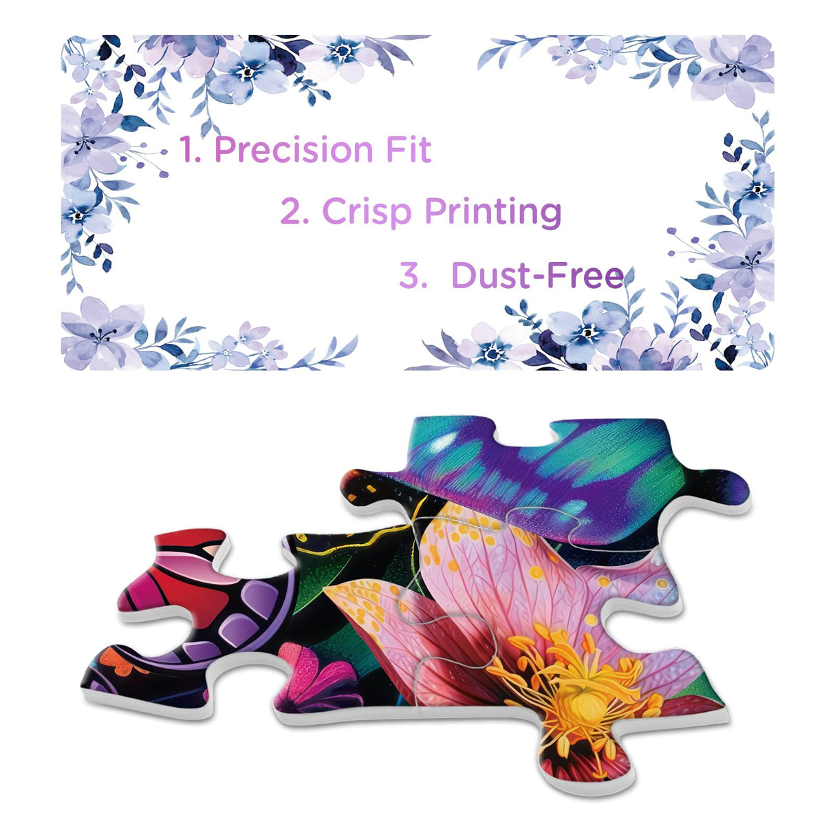 Flower Butterfly Puzzle for Adults 1000 Pieces, Spring Garden Plant Jigsaw Puzzles, Colorful Nature Floral Puzzles BBOLDIN