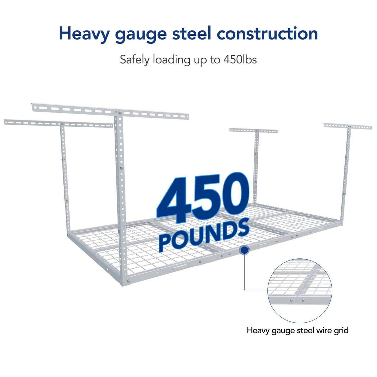 FLEXIMOUNTS 3x6 Overhead Garage Storage Adjustable Ceiling Storage Rack 72" Length x 36" Width x 40" Height (White) FLEXIMOUNTS