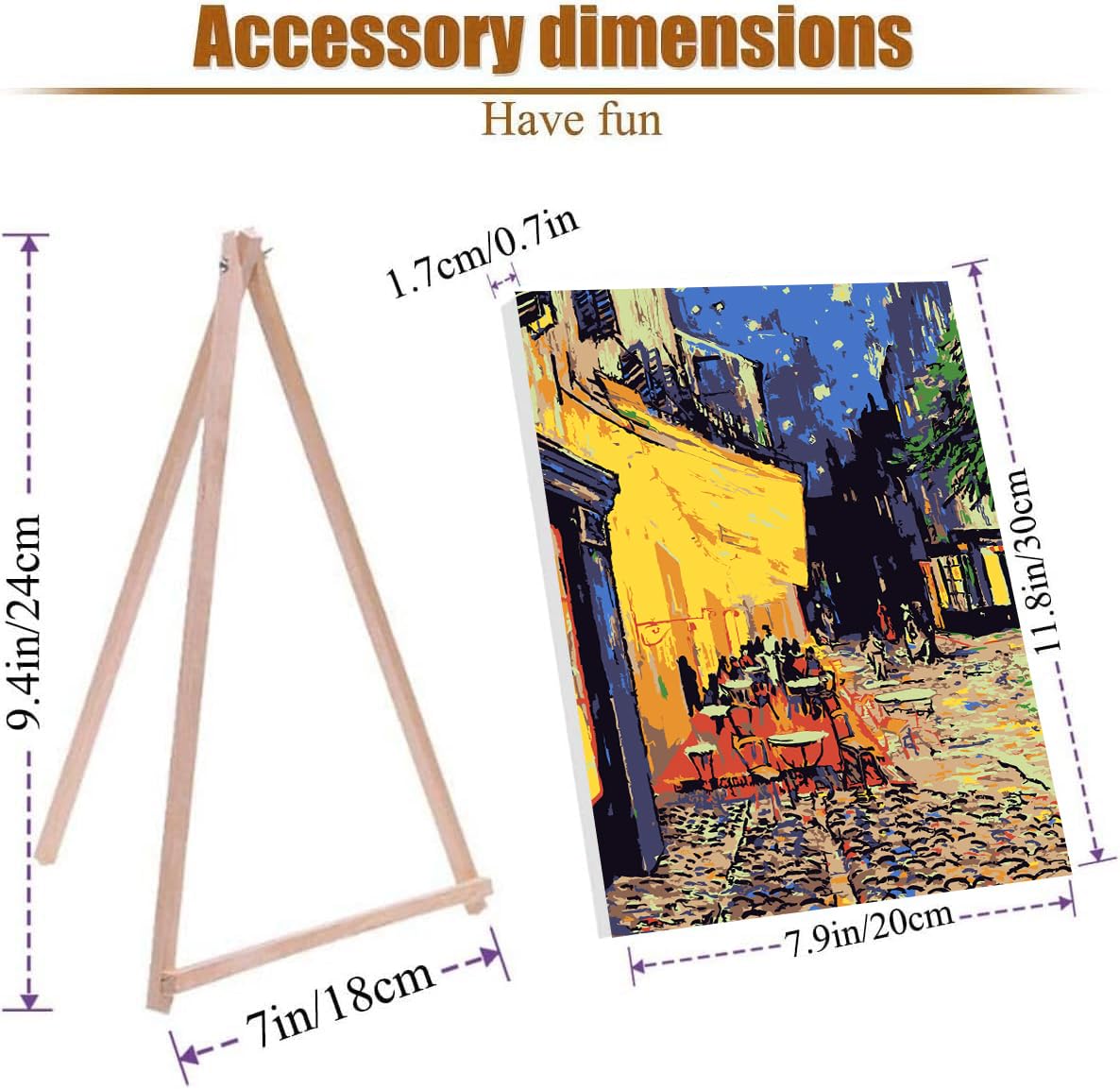 4 Pack Paint by Numbers Kit for Adults Beginner with Frame,Paint by Number with Wooden Easel DIY Van Gogh Starry Night Adult Paint by Number Kits for Home Decor 7.8x11.8inch VIGEGU