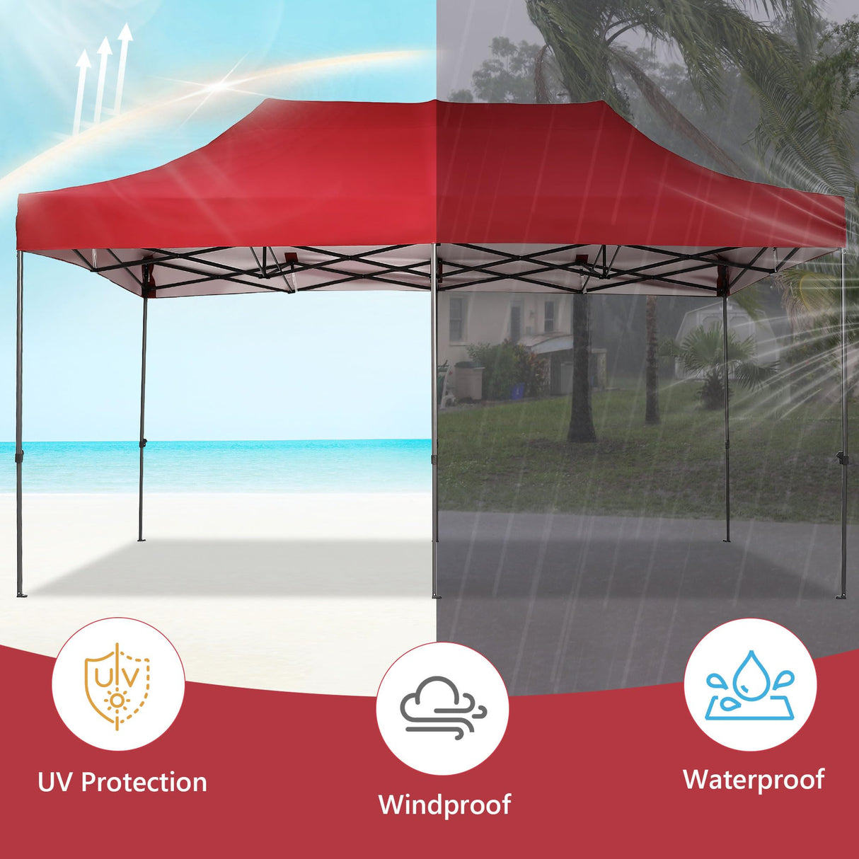 Wonlink 10x20 ft Instant Pop up Canopy, Folding Heavy Duty Height Adjustable Shelter Gazebos with Wheeled Bag Wonlink