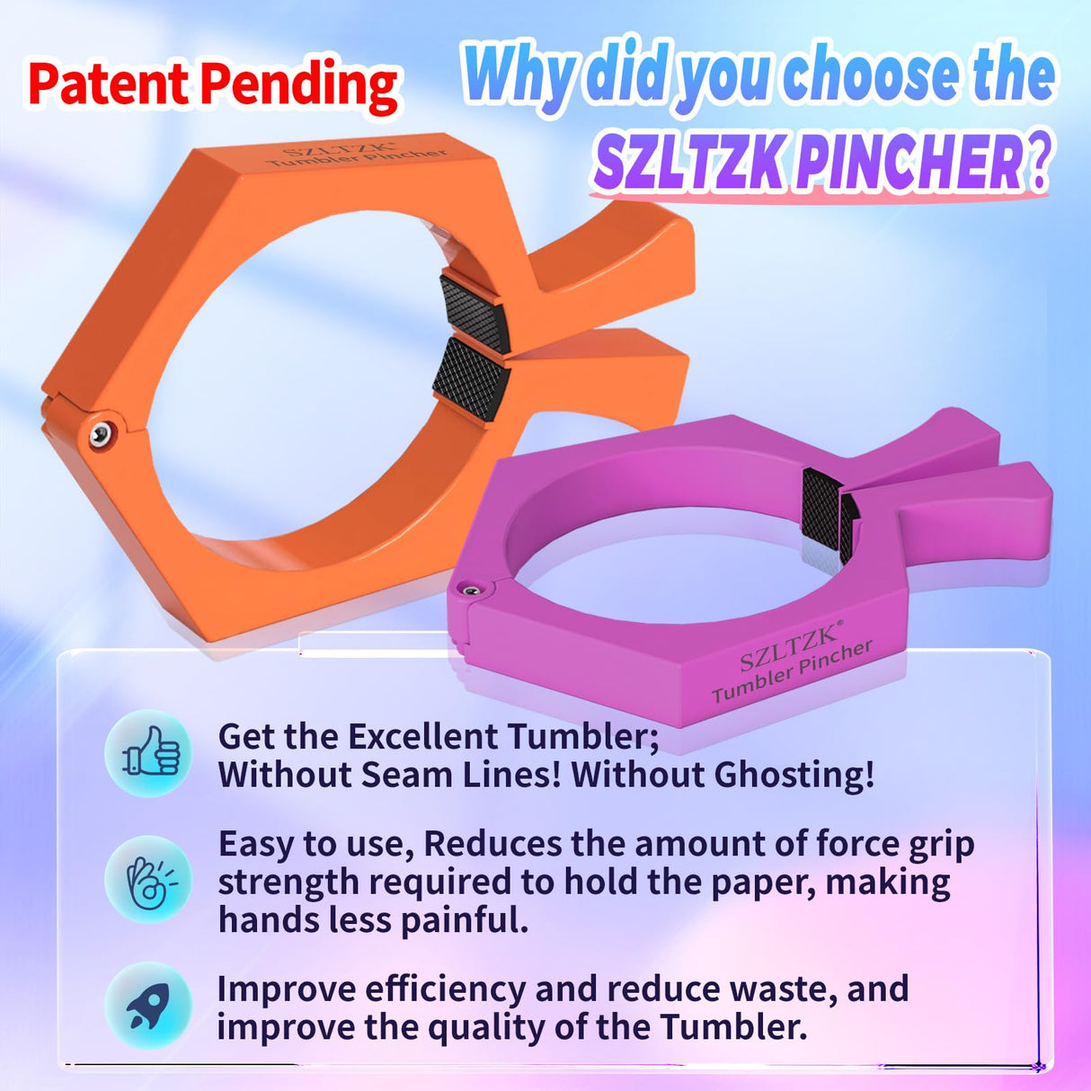 2 Pack Sublimation Tumblers Pinch,Tumbler Clamp for Sublimation,Cup Cradle for Crafting Tumblers,Sublimation Cup Holder Clamp for 20oz Cups,Mug Clamps for Sublimation Tumblers Supplies(Orange&Purple) SZLTZK