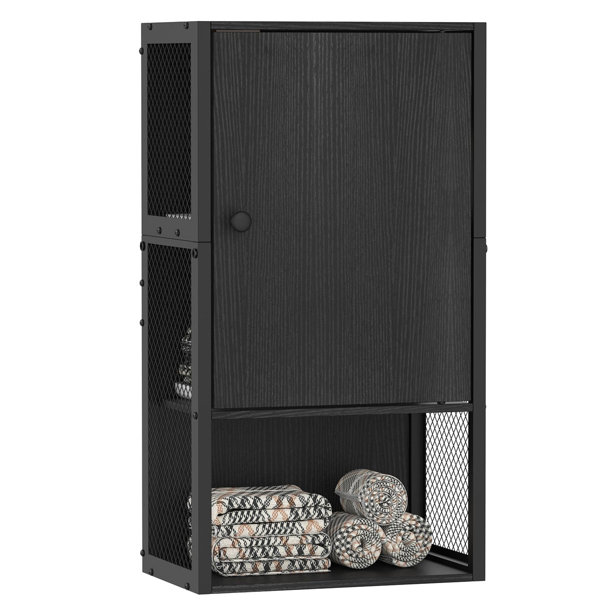 NOVIMANGO Small Bathroom Wall Cabinet, Bathroom Storage Cabinet Wall Mounted, Black Modern Medicine Cabinet, 3-Tier Wall Mounted Storage Cabinet Over The Toilet for Small Spaces, Living Room NOVIMANGO