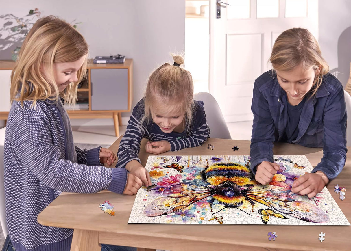 Flowers Bee Puzzles for Adults 1000 Pieces, Garden Bee Butterfly Jigsaw Puzzles, Nature Plant Impossible Animal Art Puzzle as Bee Home Decor PPuzzling