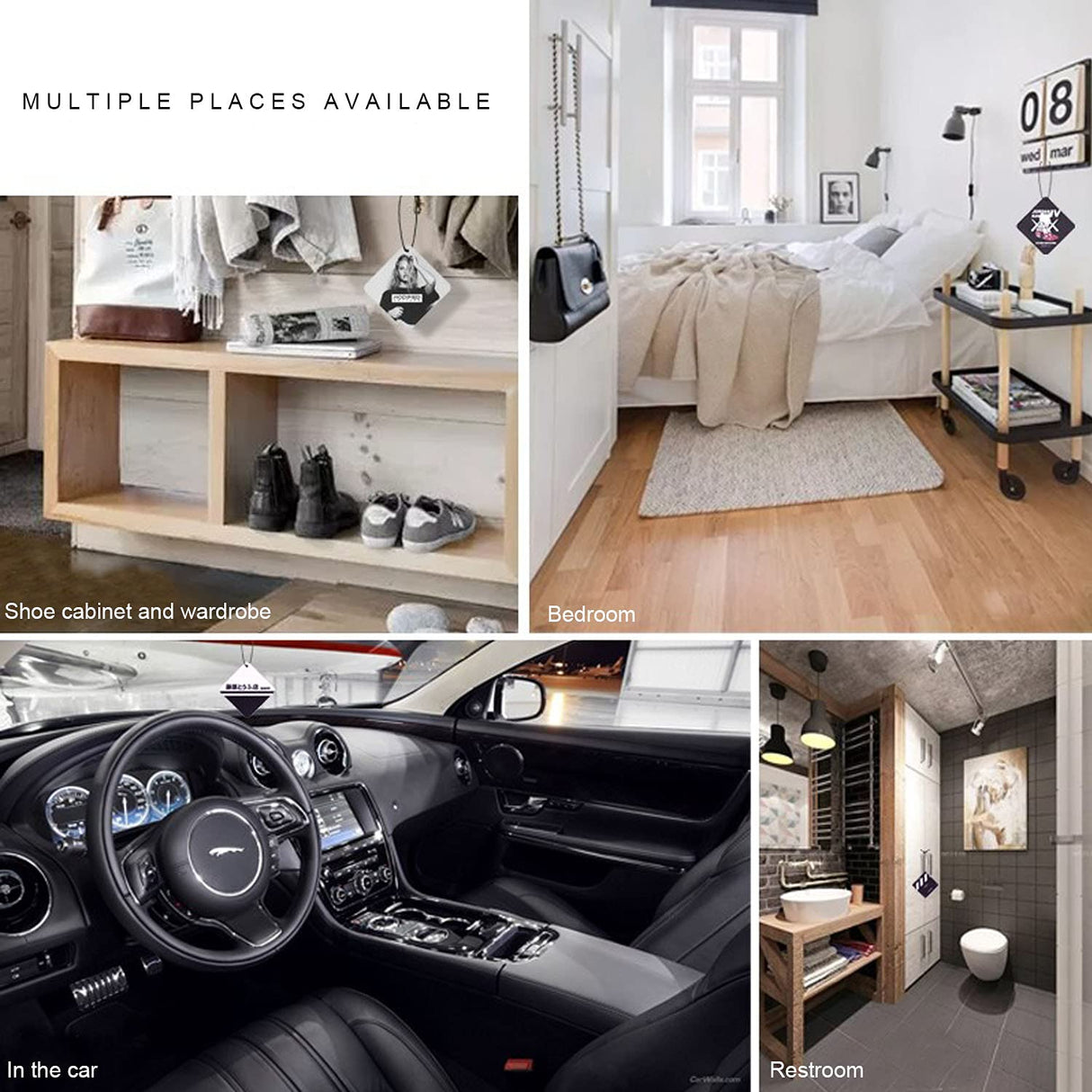 Twavang 30Pcs Sublimation Air Freshener Blanks 5 Styles Car Scented Hanging Sheets DIY Sublimation Air Freshener Set with 30Pcs Self Adhesive Bags and Elastic Rope for Home and Car Decoration Twavang