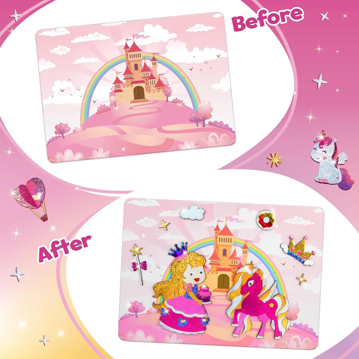 ZMLM Foil Art Kit for Kids - Arts Crafts Fun Mess Free Activity, Gifts for Ages 4 5 6 7 8 9 Girls Boys, Crafts for Kids Creative Birthday Easter Basket Stuffers Gifts Toys (Unicorn) ZMLM