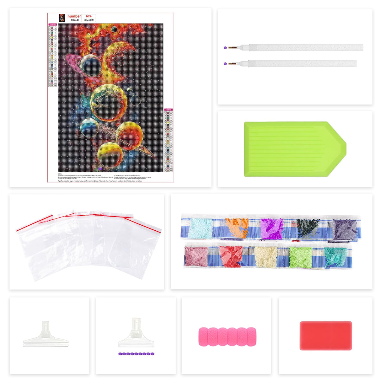 Lxmsja Planets Diamond Art Kits for Adults, Solar System DIY Full Drill Diamond Painting Kits for Beginners, 5D Gem Art Crafts for Adults, Home Wall Decor 12x16 inch Lxmsja