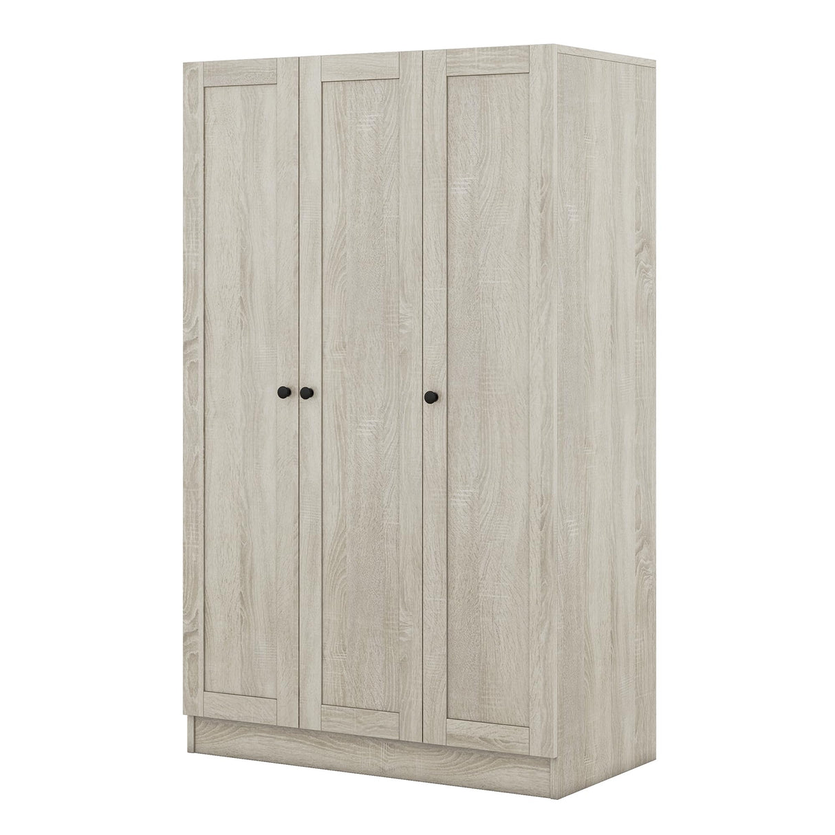 SOFTSEA 3 Door Armoire Wardrobe Closet, Freestanding Armoire Wardrobe Cabinet with Shelves and Hanging Rod, Wood Armoire Closet Clothes Organizer for Bedroom, Grey SOFTSEA