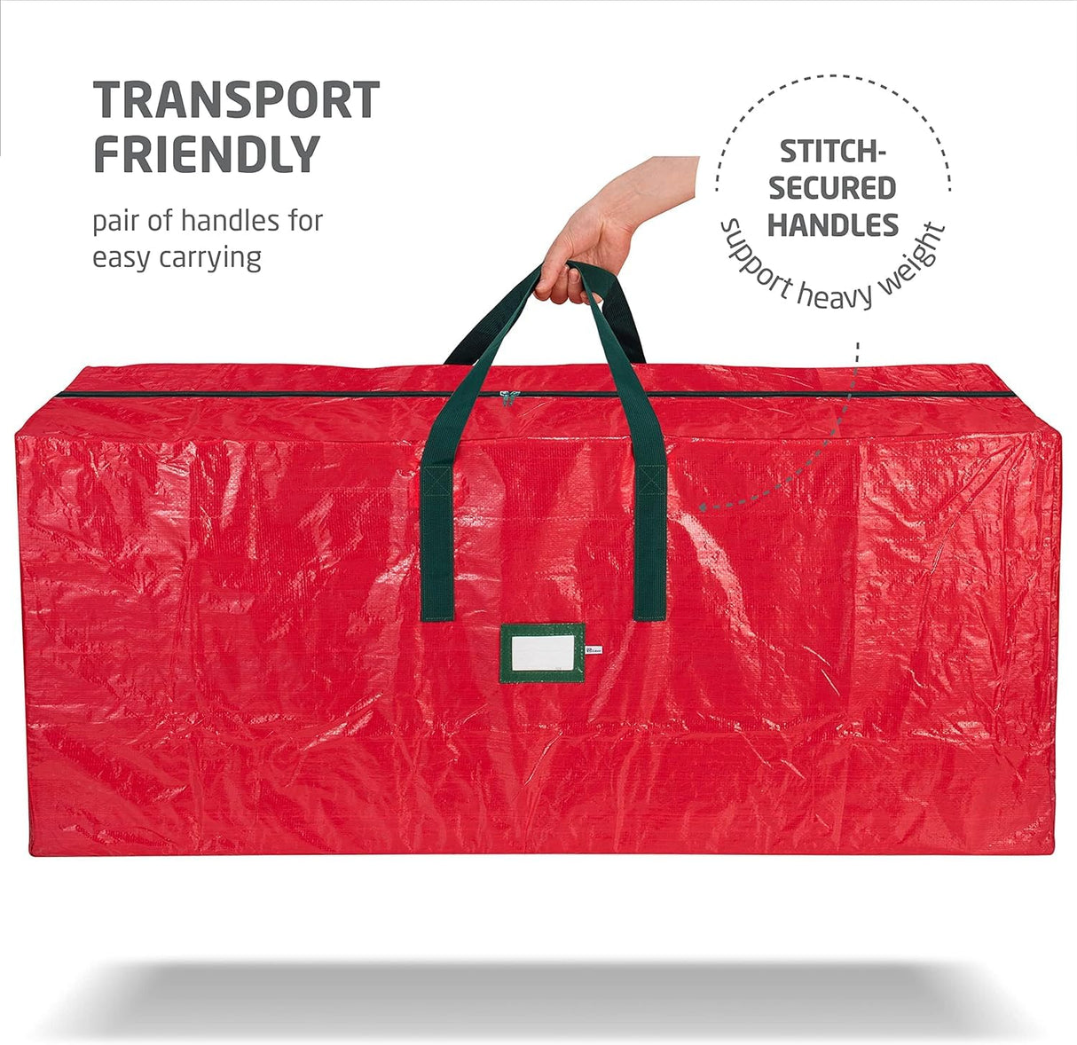 Extra Large 9ft Christmas Tree Storage Bag - Polyethylene with Reinforced Triple Handles & Dual Zipper, Built-in Card Slot - Perfect for Holiday Christmas Tree Bag Red Verahaus
