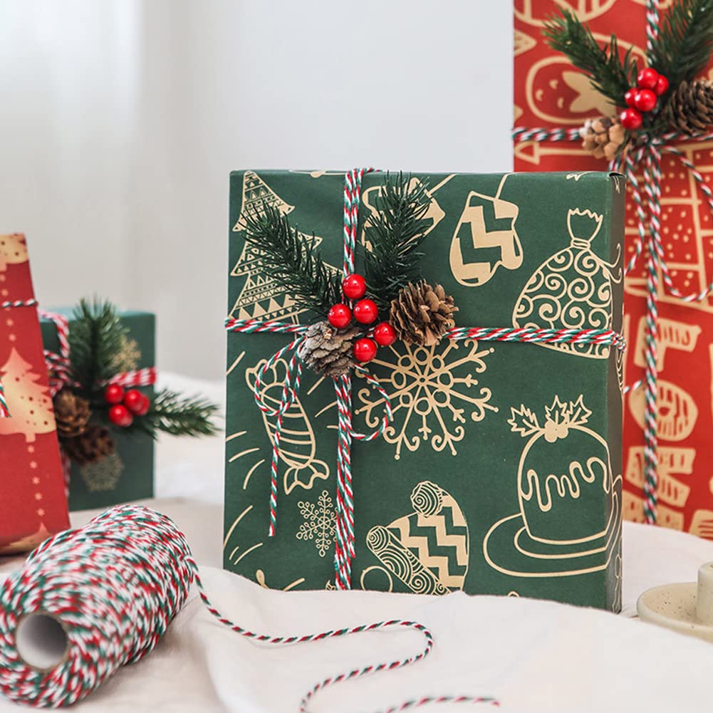 Twine String,328Ft twine rope,2mm Twine for Crafts, Art, Gardening Plants, Gift Wrapping,Home Wedding Christmas Decor(Red white) AMZWUS