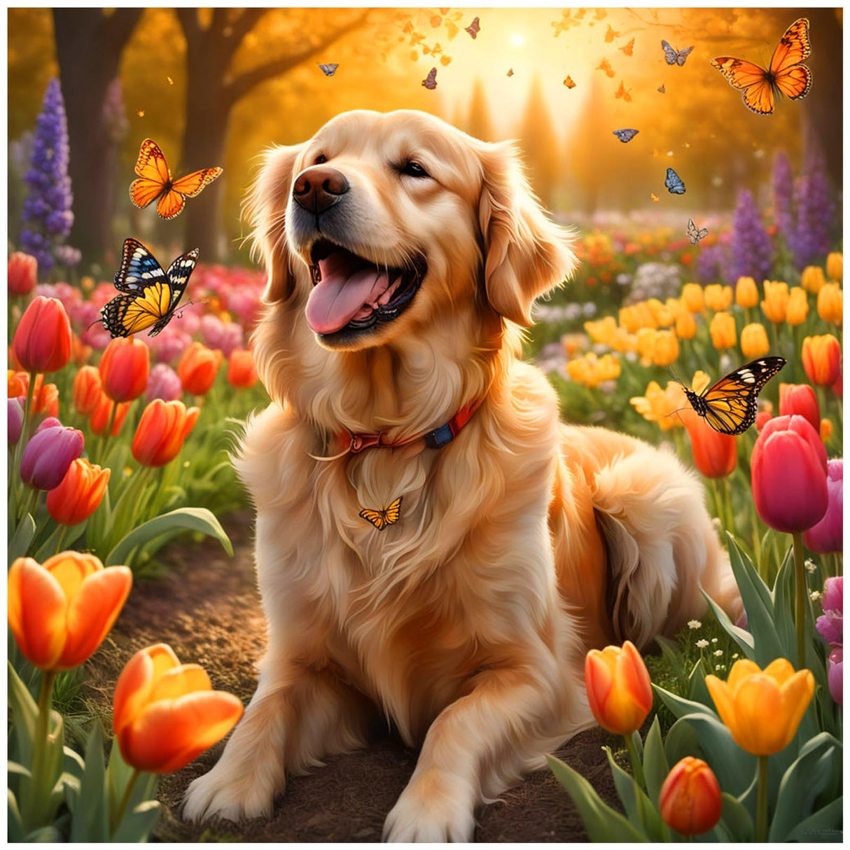 Lophomie Diamond Art Kits for Adults, 5D DIY Dog Diamond Painting Kits for Adults Beginners, Diamond Dots Kits Gem Arts Crafts for Home Wall Decor 14x14 Inch Lophomie