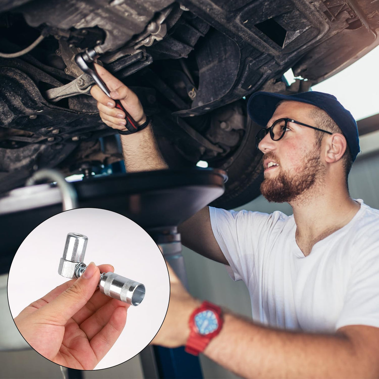 PEUTIER 90 Degree Grease Coupler Adapter and Grease Injector Needle Gun Tip, Needle Grease Gun Fitting Set Grease Needle Nozzle Dispenser for Grease Fitting Tool PEUTIER