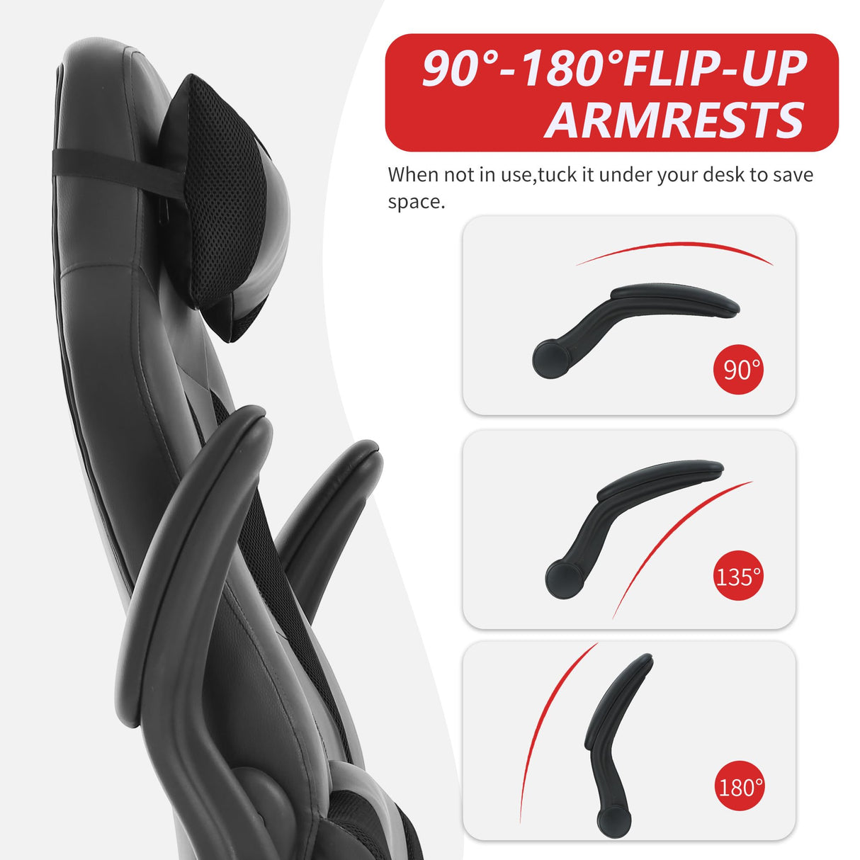 PayLessHere Gaming Chair Desk Chair Gamer Chair Ergonomic Office Chair With Lumbar Support Padded Up Arms Adjustable Headrest Pu Leather High Back Office Chair Gamer Chair For Adults Women Men (Black) PayLessHere