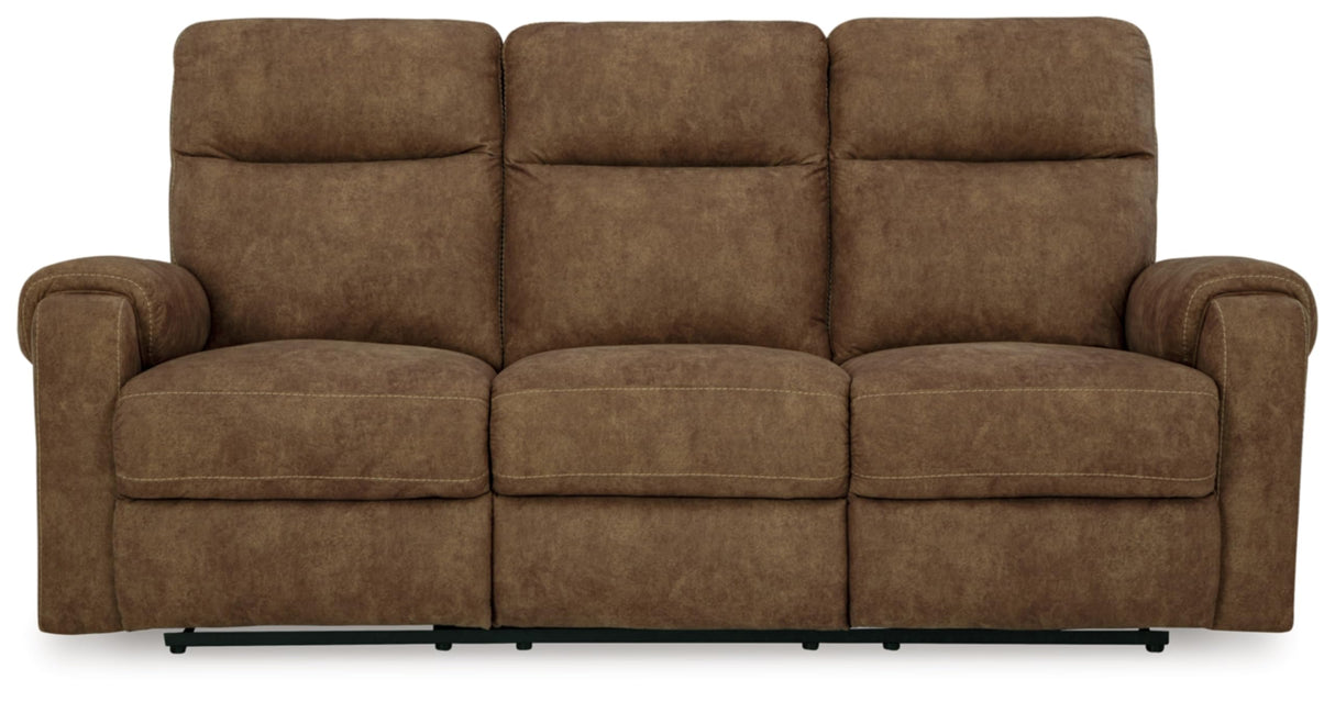 Signature Design by Ashley Edenwold Contemporary Faux Leather Manual Reclining Sofa, Dark Brown Signature Design by Ashley