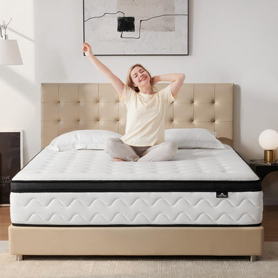 SNFPNE Full Size Mattress 12 Inch - Medium Firm Hybrid Mattress Full with Memory Foam & Zoned Pocket Springs for Pressure Relief, Motion Isolation | Fiberglass-Free, CertiPUR-US Certified | 75" x 54"