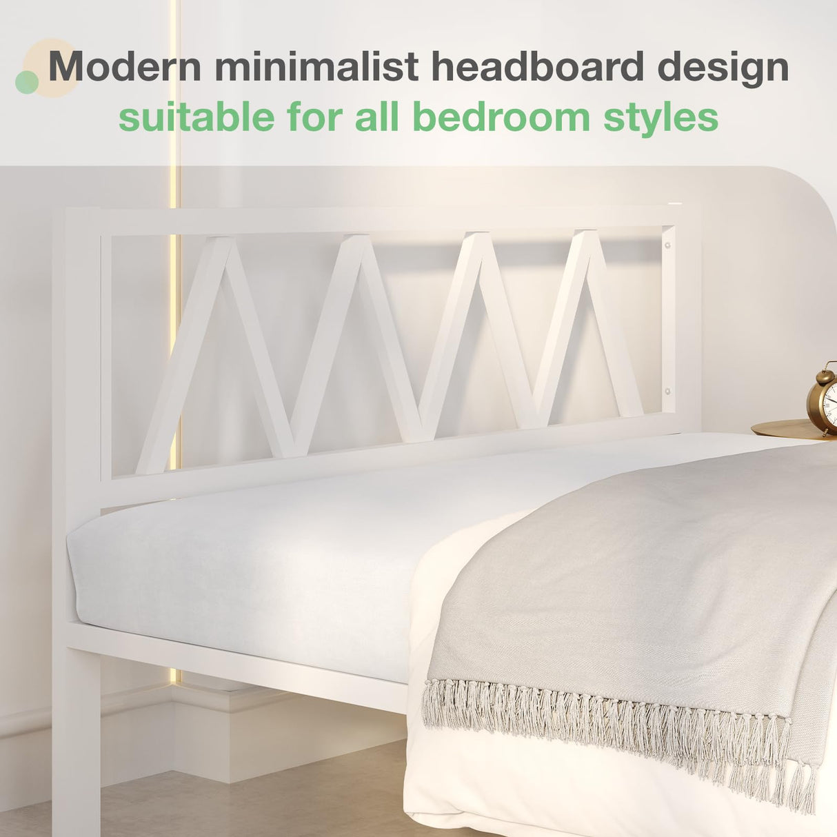 Novilla 14 Inch Full Size Bed Frame with Headboard, White Metal Platform Bed Frame, Full Bed Frame No Box Spring Needed, Easy Assembly Novilla