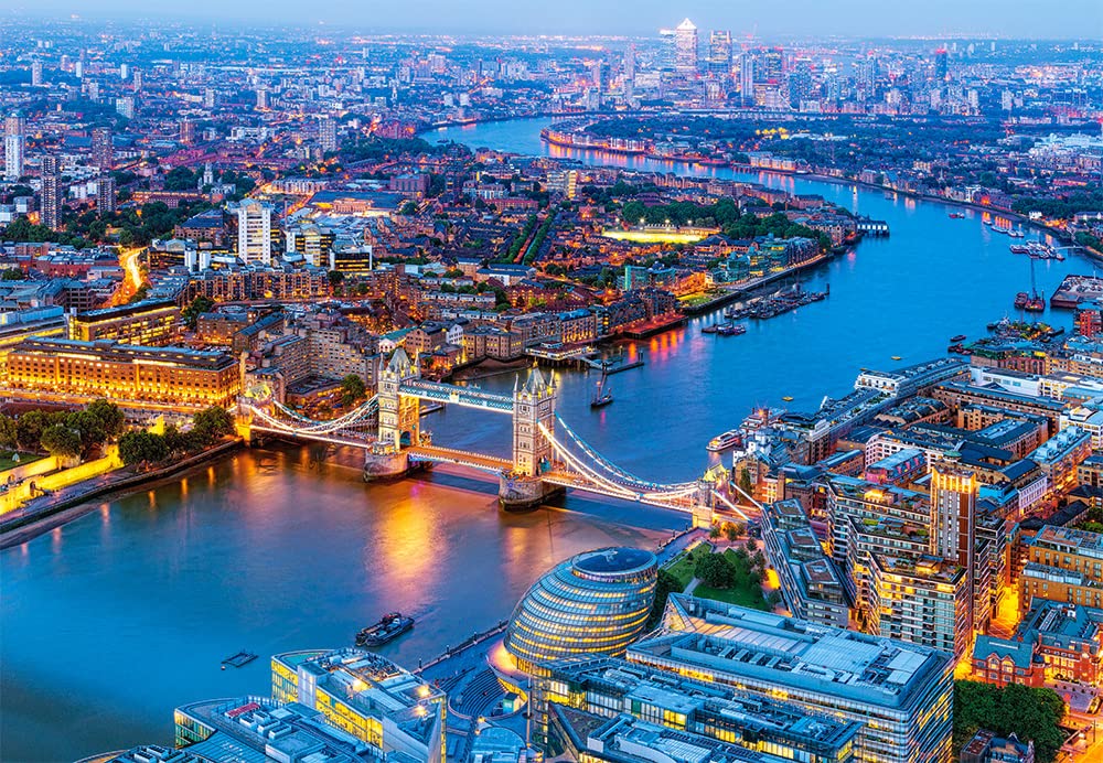 CASTORLAND 1000 Piece Jigsaw Puzzle, Aerial View of London, England Puzzle, Big Ben and River Thames Puzzle, Adult Puzzle, Castorland C-104291-2 Castorland