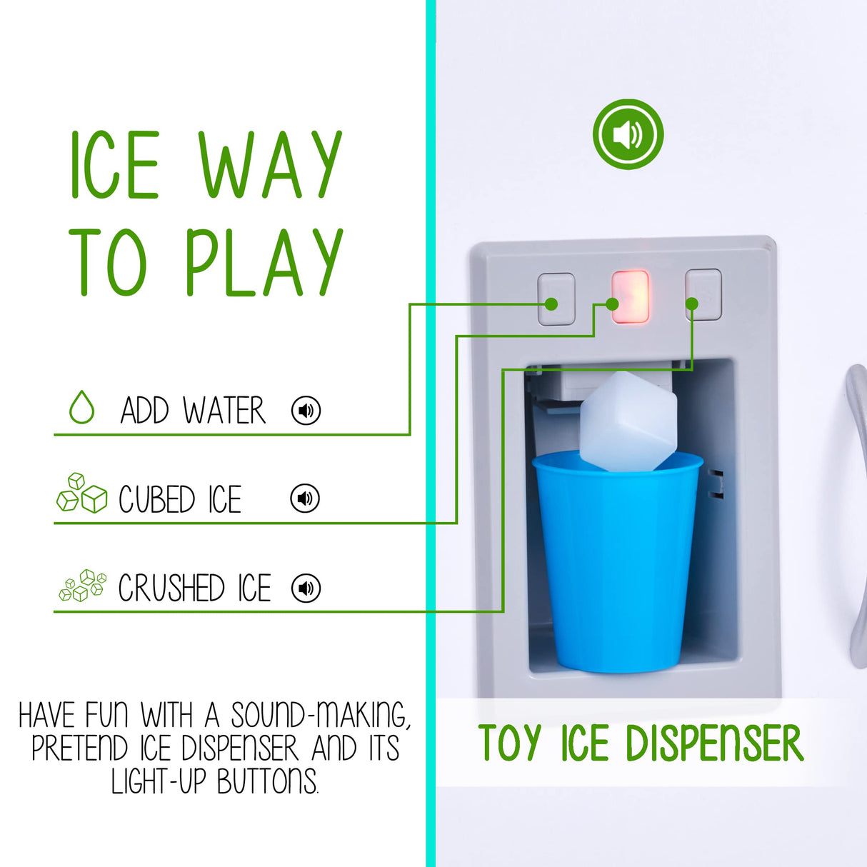 Lil' Jumbl Jumbl Kids Kitchen Set, Pretend Wooden Play Kitchen, Battery Operated Icemaker, Microwave, Range Hood, Stove Top, Oven, with Realistic Sound & Lights, Pots, Pan, & Utensils Included Lil' Jumbl