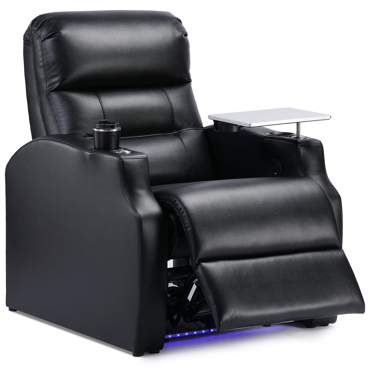 Hasaky Leather Home Theater Seating Recliner Chair with Power Footrest Single Sofa for Movie Room & Living Room Single Chair Black Hasaky