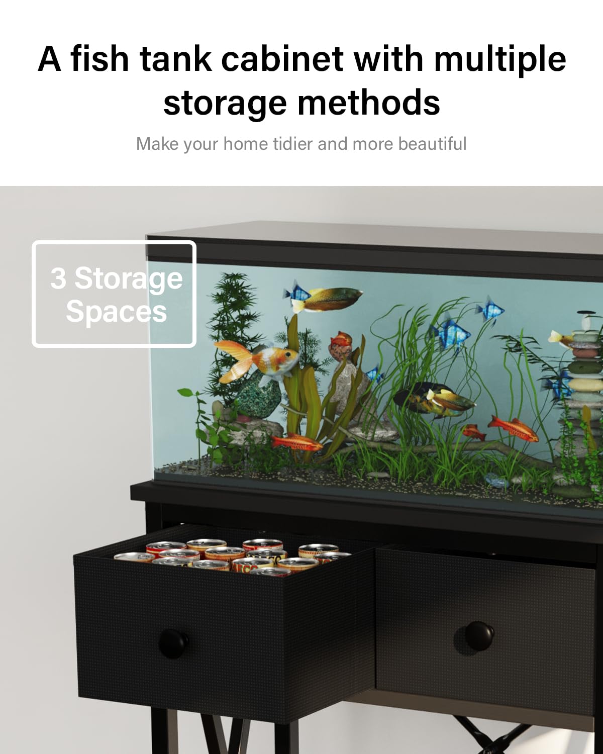 FILKO Fish Tank Stand 10 Gallon: Sturdy Aquarium Stand with Accessories Storage - Metal Fish Tank Table for 5-10 Gallon Reptile Breeder Turtle Terrarium - 19.4"X16.5" Weight Capacity 220 lbs FILKO