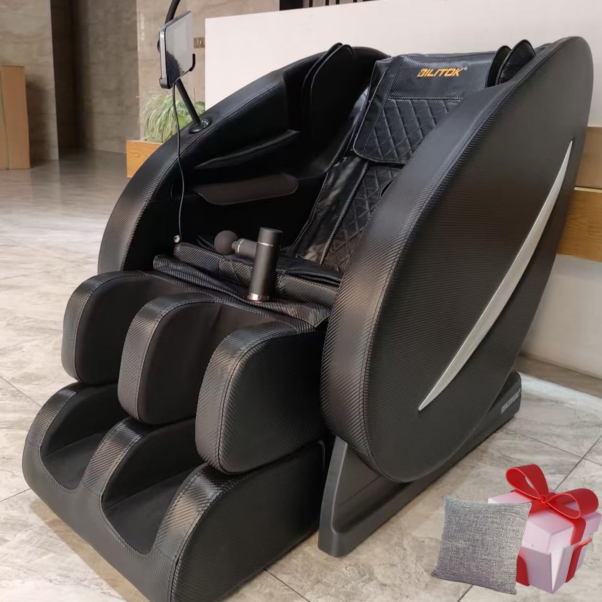 BILITOK Zero Gravity Full Body Massage Chair Recliner with Heat Therapy, Bluetooth Speaker, Air Compression Massage, Foot Roller, Touch Screen,Faux Leather BILITOK