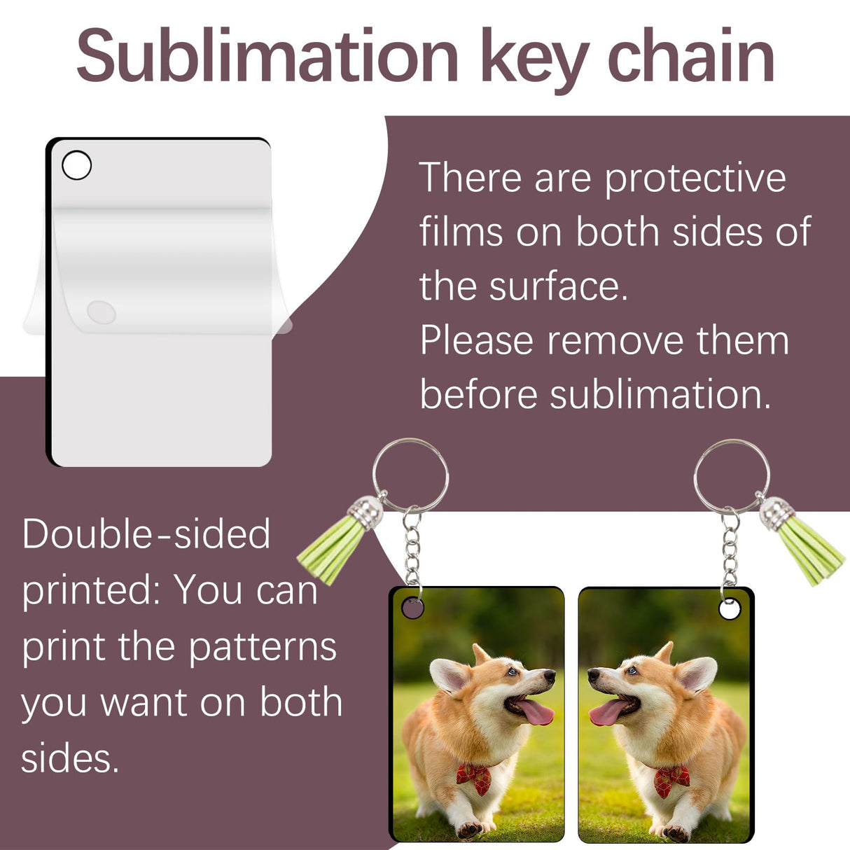 AiDiYGECO 60PCS Sublimation Ornament Blanks Keychain with Tassels Double Sided MDF Sublimation Blanks Bulk Christmas tree decorations for Sublimation Keychains Craft AiDiYGECO