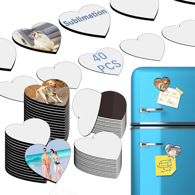 80PCS Sublimation Magnet Blanks Hearts Bulk Produnts 40 Pcs Sublimation Blanks and 40Pcs Soft Magnetic for Kitchen Personalized Sublimation Refrigerator Fridge Magnets Blank Set for DIY Craft