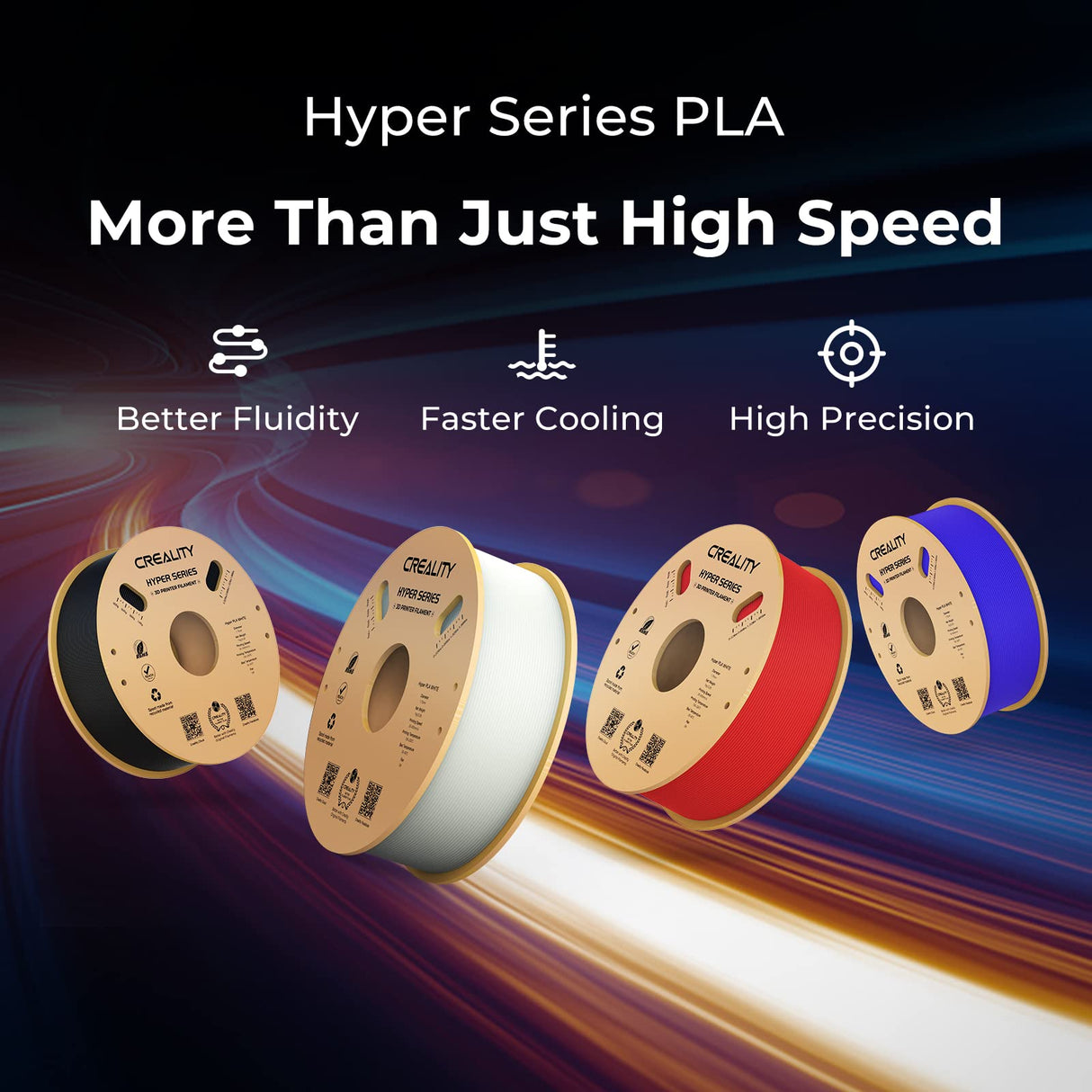 Creality Hyper PLA Filament Bundle 1.75mm 2KG for K1 Max/Ender 3 V3 SE/KE, 3D Printer Filament PLA Designed for High Speed 30-600mm/s, Dimensional Accuracy +/- 0.03 mm (Black & White 2-Pack) Creality