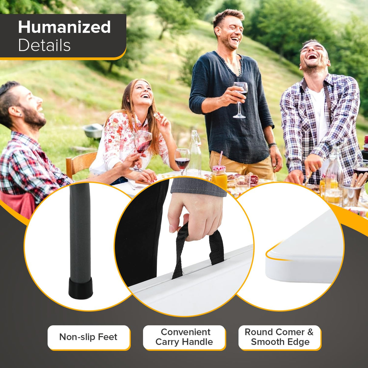 Folding Table 6FT Portable Heavy Duty Plastic Camping Table Foldable Table Plastic Dining Table Indoor Outdoor for Camping, Picnic and Party, White Dopinmin