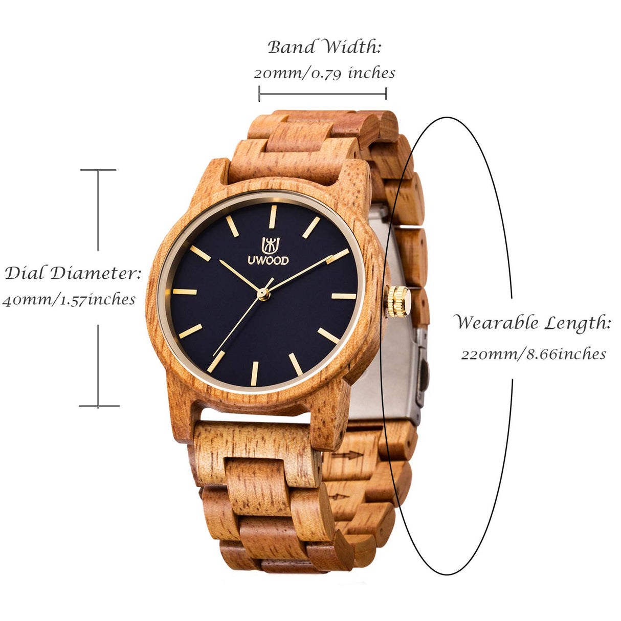 MUJUZE Wooden Watch for Men, Wood Watches Gifts Lightweight Handmade Minimalist Movement Classic Wooden Watches Casual Wood Watches Men, Wood Watch for Men (1007 Mango) MUJUZE