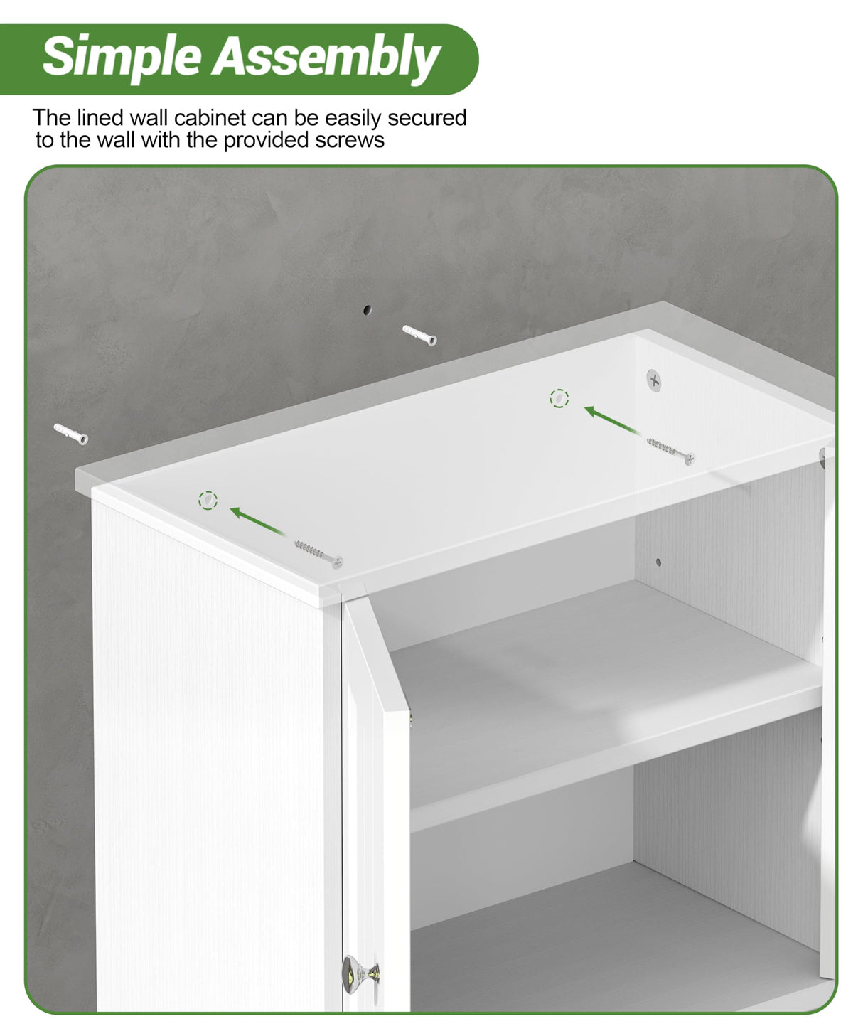 Irontar Small Medicine Cabinet with Towel Bar, Modern Bathroom Wall Cabinet with 2 Lined Doors, Over the Toilet Storage Cabinet with Adjustable Shelf, for Bathroom, Living Room, Kitchen, White CWG018W Irontar