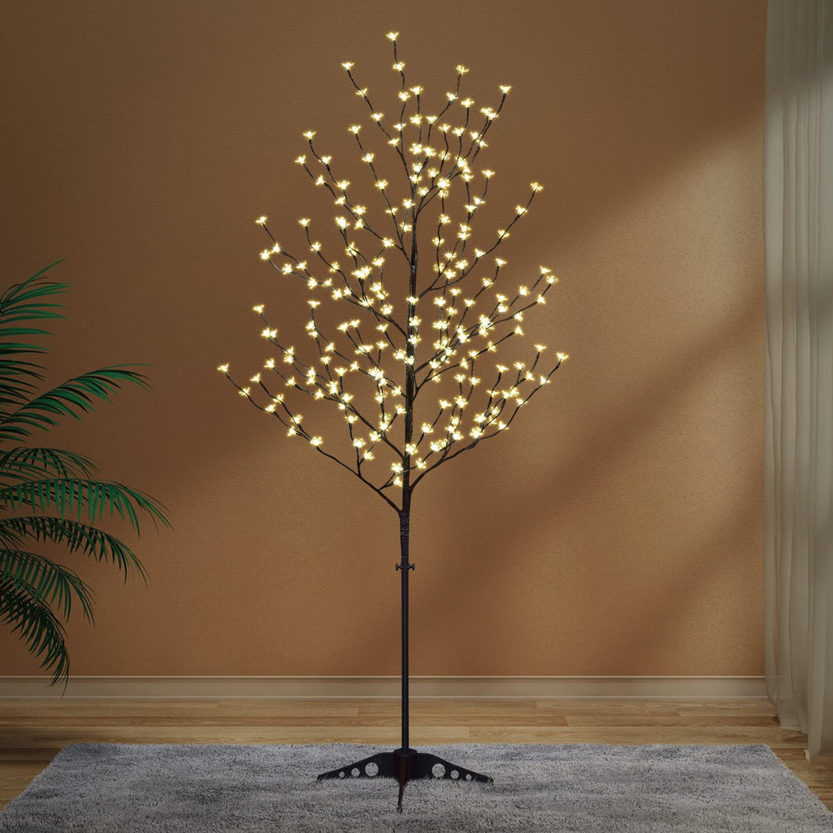 LIGHTSHARE 6.5 feet 208L LED Lighted Cherry Blossom Tree, Warm White, Decorate Home Garden, Spring, Summer, Wedding, Birthday, Christmas Holiday, Party, for Indoor and Outdoor Use LIGHTSHARE