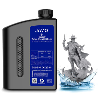 JAYO Water Washable ABS-Like 3D Printer Resin Grey 2KG, High Toughness and Durability, Easy to Post-Process, Low Odor, 405nm UV Standard Rapid Photopolymer Resin for LCD/SLA 3D Printer