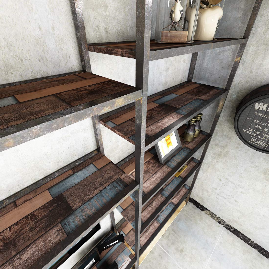 Livelynine Shiplap Peel and Stick Barnwood Wallpaper for Walls Rustic Barn Wood Wall Planks Bathroom Wallpaper 17.7X78.8 Wood Plank Contact Paper for Desk Cabinets Bulletin Board Paper Roll Classroom Livelynine