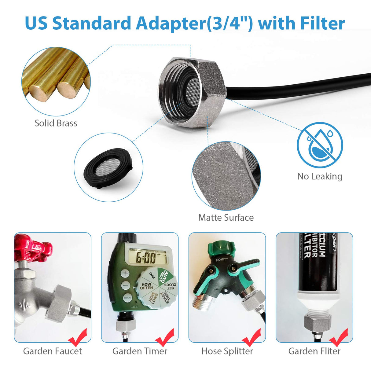 lifeegrn Misting Cooling System: Outdoor Mister System for Patio, 20 FT Misting Line+5 Mist Nozzles+3/4" Brass Adapter Garden Trampoline Greenhouse lifeegrn