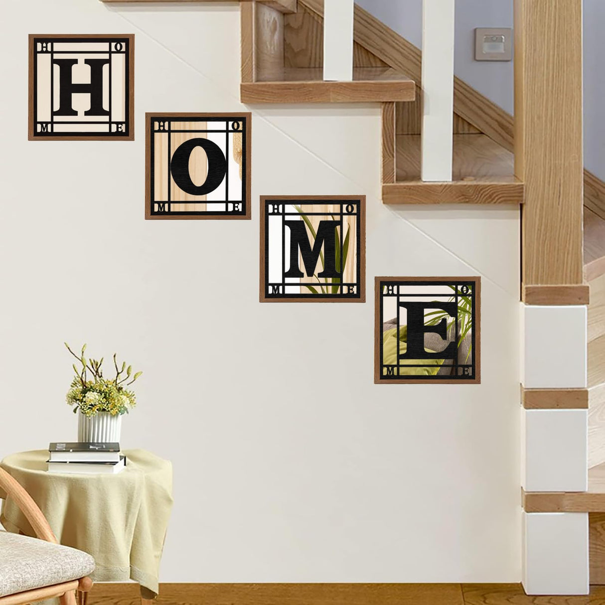 M ACHOOSE 4 PCS Square Wall Mirrors, Rustic Farmhouse Accent Mirror, Home Wall Decor for Living Room, Bedroom, Bathroom & Entryway M ACHOOSE