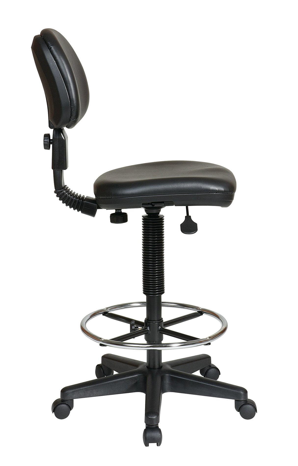 Office Star DC Series Adjustable Drafting Chair with Foot Ring and Sculptured Foam Seat, Black Vinyl Office Star Products