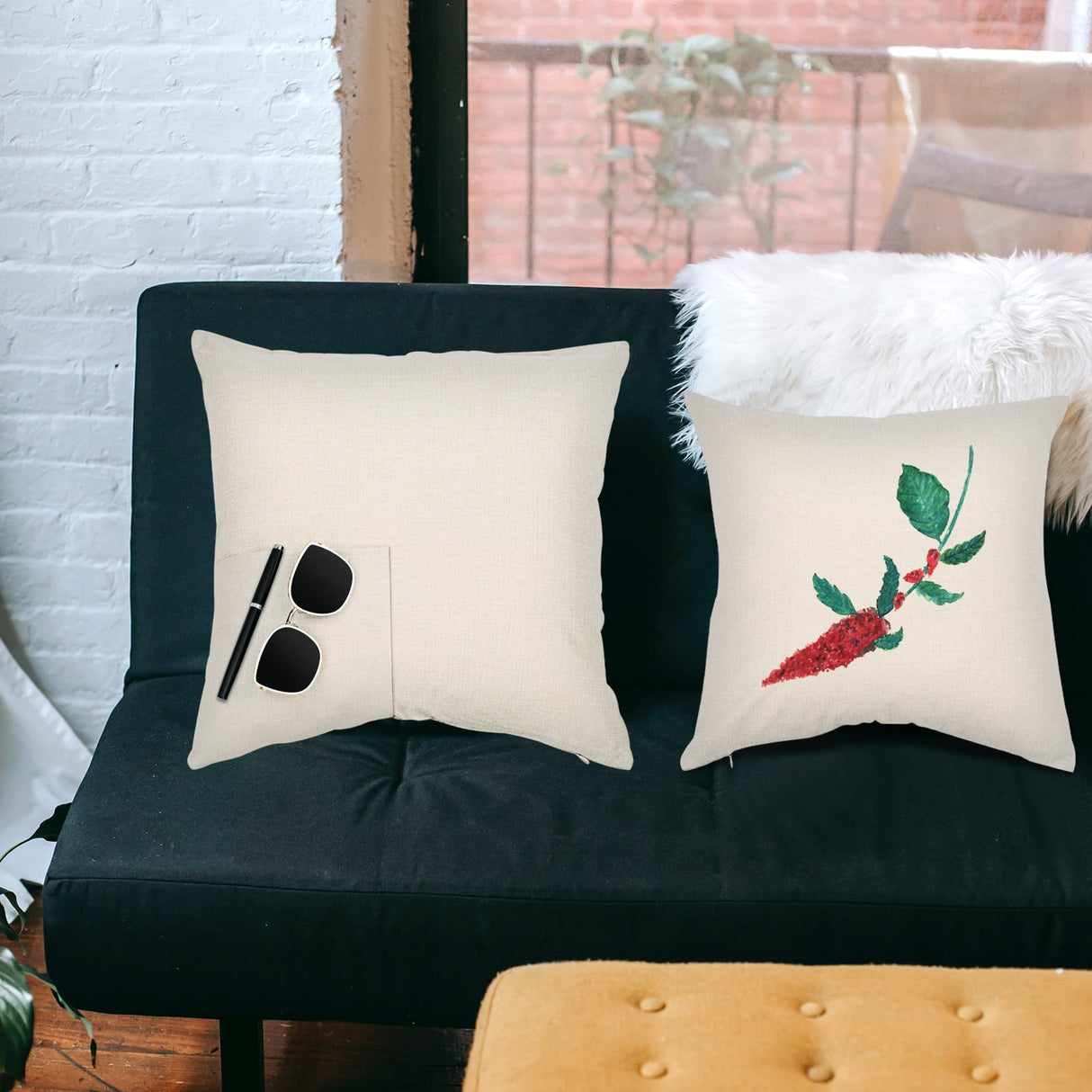 TopTie 4 PCS Sublimation Pillow Covers Blank with Pocket, Book Small Items Storage 18 x 18 Inches Linen Pillow Case TopTie