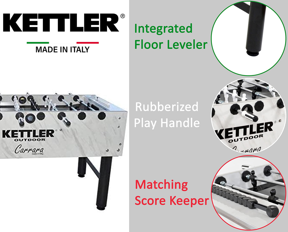 KETTLER Carrara Outdoor Foosball Table with 360 Degree Goalie Rotation, 5 Resin Balls, 5 Cork Balls and Premium Storage Cover KETTLER