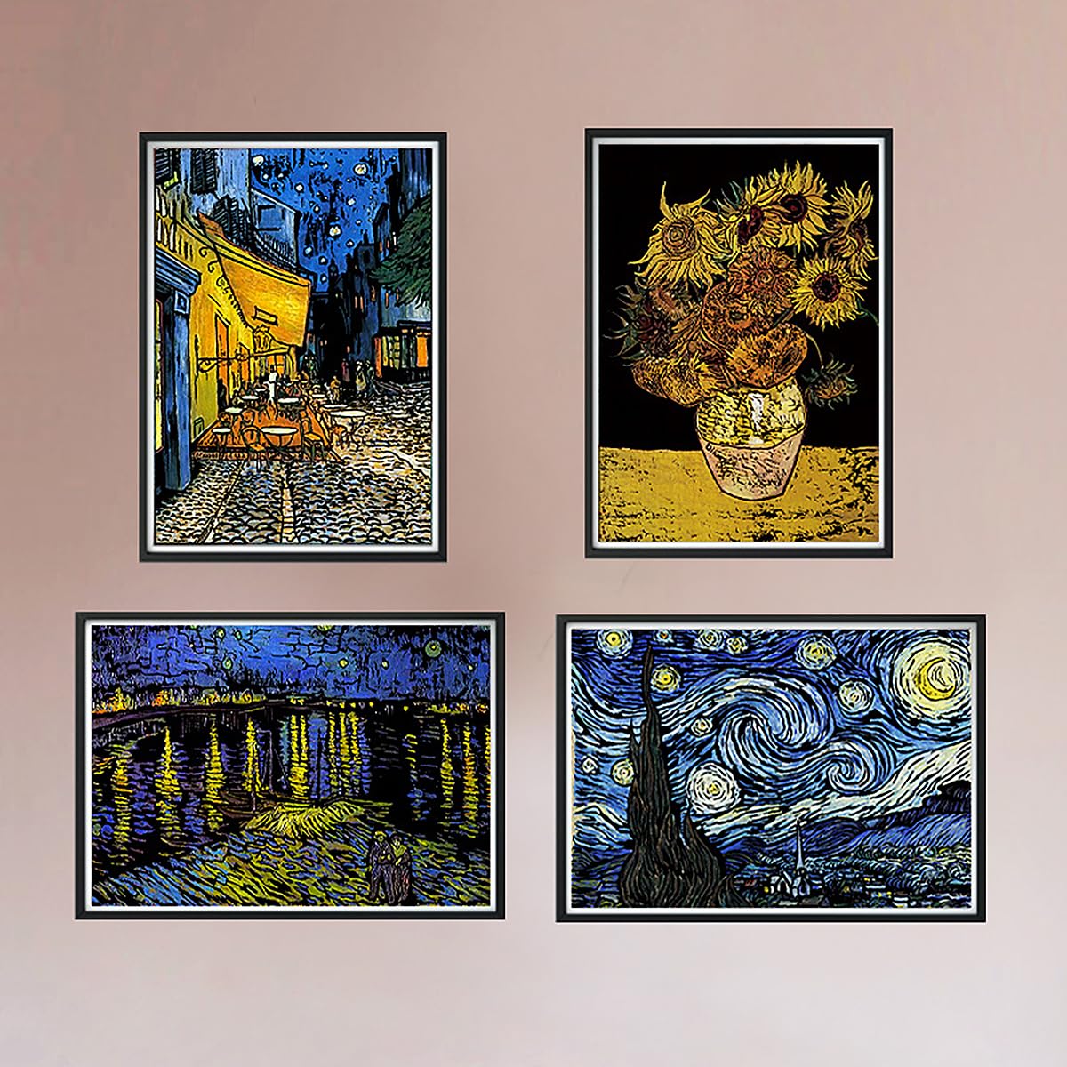 Scratch Art Rainbow Painting Paper, 4 Pcs Vincent Van Gogh Engraving Art & Craft Set, DIY Sketch Card Scratchboard for Kids & Adults, Cafe Terrace at Night, Sunflowers, Starry Night Over the Rhone(VG) VTEAS