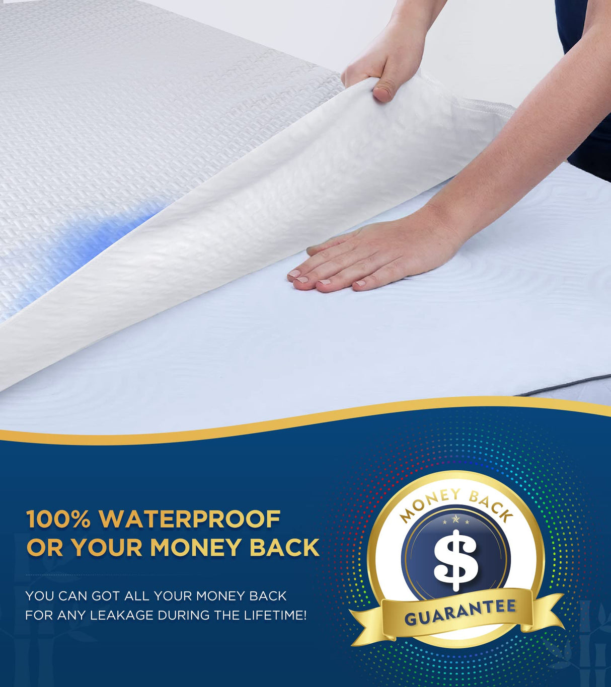 Premium 100% Waterproof King Mattress Protector Breathable Cooling 3D Air Fabric Cover Smooth Soft Hypoallergenic Noiseless Bed Cover Machine Washable Vinyl Free, 8-21'' Deep Pocket BOSANE