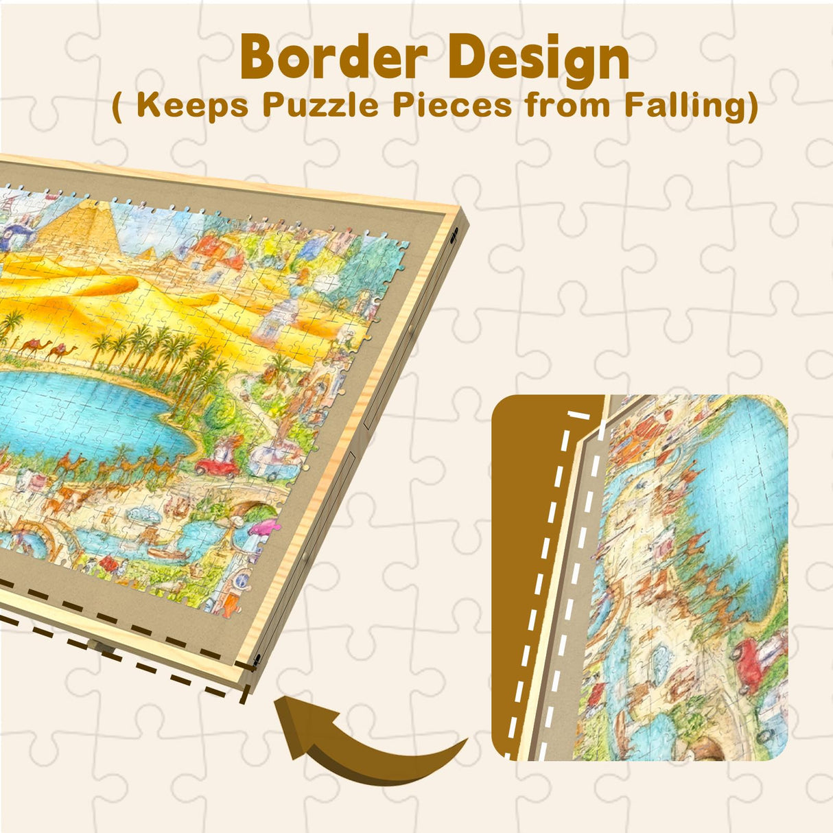 Jigsaw Puzzle Board with Drawers and Cover, Tilting Puzzle Board 1500 Pieces with 5 Adjustable Angles, Portable Puzzle Board for Adults