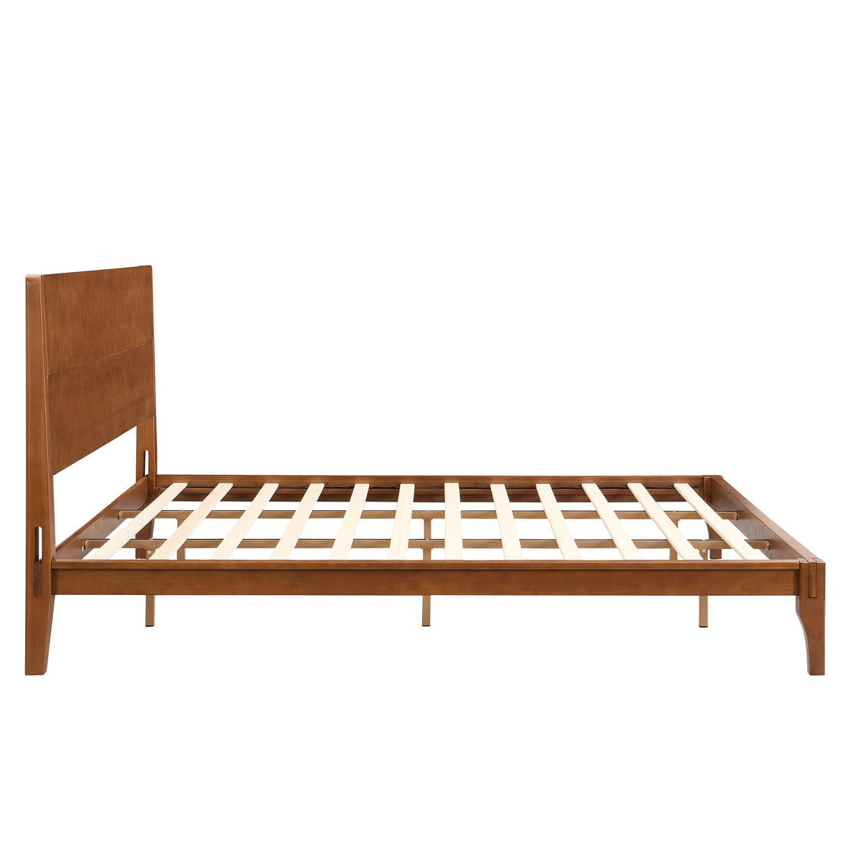Merax King Size Bamboo Platform Bed, Mid-Century Modern Bed Frame with Tall Headboard, Wood Slat Support, No Box Spring Needed, Easy Assembly, Brown Merax