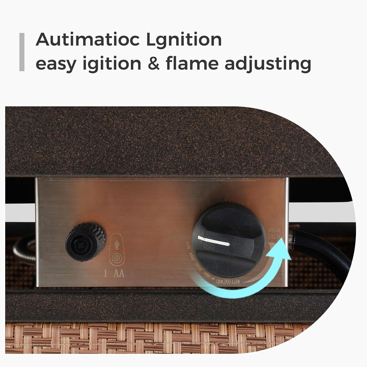 Grand patio 5-Piece Patio Swivel Bar Set with Fire Pit Table 60,000 BTU Heat Output, Outdoor Counter Height Patio Bar Stools Set of 5, High Bar Chairs with High Back, Black&Grey Plaid Grand patio