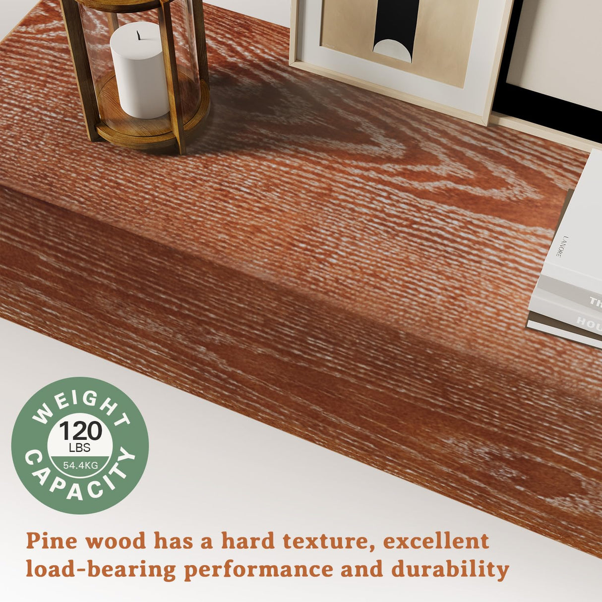 Weyderk Fireplace Mantel - 72 Inch Handcrafted Fireplace Mantel Shelf - Farmhouse Fireplace Mantle Shelves - Wall-Mounted Mantles for Over Fireplace - Floating Mantel 72 Inch, Coffee Weyderk